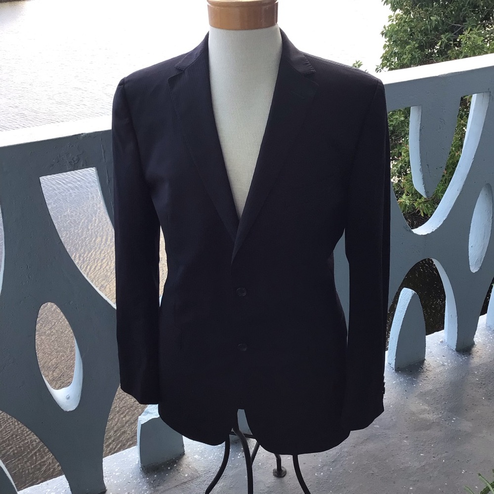 Z Zegna Men's Classic Black Pinstripe 2-Button Blazer - Timeless Tailoring